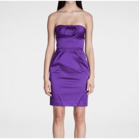 Diane Von Furstenberg Fiorenza Strapless Mini Dress in Purple Satin Cocktail 4 - Picture 1 of 15